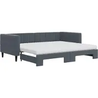 vidaXL Slaapbank onderschuifbed matrassen 90x200cm fluweel donkergrijs