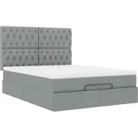 vidaXL Ottoman bed met matras 140x200cm stof lichtgrijs