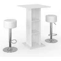 Vicco Rodeo Bartafel set – 70 x 70 cm met 2 barkrukken Wit
