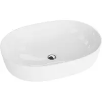 Domino Opzetwastafel VERSO Keramische Wastafel voor Badkamer en Gastentoilet - 600x420x160 mm - Wit Hoogglans - Wasbak met dunne rand - Keramik Waskom opbouw zonder kraangat en zonder overloop