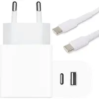 Phreeze Usb-C Adapter 20w - 1 Meter - Usb-C naar usb-C - Snellader - Oplader - 2 Poorten - Set