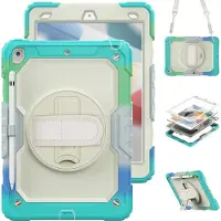 Phreeze Hoesje geschikt voor iPad 10.2 inch 2021-2019 9e/8e/7e generatie Valbestendig Shockproof Case Standaard Handvat Draaibaar Kinderhoes