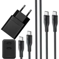 Phreeze Oplader geschikt voor Galaxy A57, A56, A55, A36, A35, A34, A33, A26, A25, A24, A23, A17 5G, A16, A15 - 35w usb C Oplader 2 Poorten + usb C Kabel 2 Meter