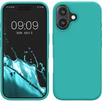 Kwmobile telefoonhoesje geschikt voor Apple iPhone 16 Plus - Hoesje met siliconen coating - Smartphone case in turquoise
