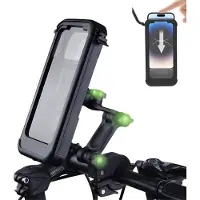 Phreeze GSM Houder Fiets - Stuurbevestiging - Waterdicht - 360 Graden Draaibaar - Anti-Schok - Voor Compacte en Middelgrote Smartphones - Zwart