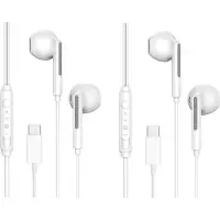 Phreeze 2x Bedrade Oordopjes - Oortjes met Draad en Microfoon - Earbuds met USB-C aansluiting - Wit