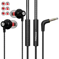 Phreeze Bedrade Oordopjes met Haakse 3.5 mm Jack Aansluiting - In-Ear Sport Oortjes met Draad en Microfoon - Extra Bass - Super Comfortabel