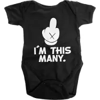 Hybris Romper Baby -6 maanden- I'm This Many Zwart