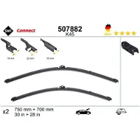 Valeo SWF CONNECT ruitenwisserbladen, voor, frameless, voor FORD Transit Custom V362 bestelwagen (FY, FZ)