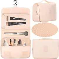 Springos Make Up Tas - Toilettas - Cosmetica - 23x19x9,5 cm- Beige
