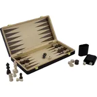 Engelhart Schaak & Backgammon Bord Opklapbaar – Essenhout & Walnoot – Luxe Houten Spel – Met Opbergcompartiment – 38,5 x 38,5 cm – Reis & Thuis editie –