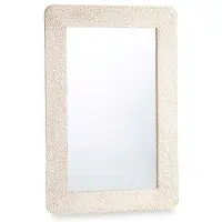 Giftdeco Wandspiegel Wit Bruin Mangohout Lakens 90 x 60 x 2 cm