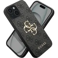 GUESS 4G Metal Logo Backcover voor de Apple iPhone 15 - Grijs