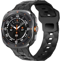 Bandz Siliconen band 'Hexagons' met gespsluiting - geschikt voor de Samsung Galaxy Watch Ultra 2 (2026) / Ultra (2024/2025) - zwart