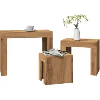 vidaXL 3-delige Tafeltjesset bewerkt hout artisanaal eikenkleurig