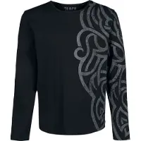 Black premium by emp Shirt met lange mouwen - Langarmshirt mit großem Ornament - S tot 5XL - voor Mannen - zwart - Maat XXL
