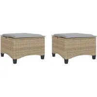 vidaXL Tuinkrukken met kussens 2 st 55x55x36 cm poly rattan beige