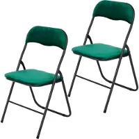 Infinity Goods Klapstoelen - Set van 2 - Vouwstoelen - Fluweel - Eettafelstoelen - Opklapbare Stoelen - 43 x 47 x 80 CM - Stoelen - Groen