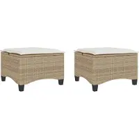 vidaXL Tuinkrukken met kussens 2 st 55x55x36 cm poly rattan beige