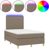 vidaXL Boxspring met matras en LED stof taupe 120x190 cm
