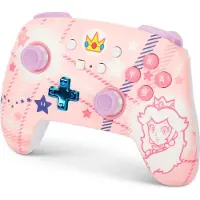 PowerA Verbeterde draadloze controller prinses perzik geruit (Switch, Nintendo, Switch OLED, Switch Lite), Controller, Roze