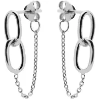 Karma Oorbellen Chain Double Round Square Zilver