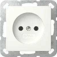 Gira Systeem 55 Wandcontactdoos ZONDER randaarde inbouw 1V Zuiver wit MAT 448027