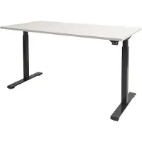 Schaffenburg Dextro basic zit/sta 180x90cm, electrisch hoogte verstelbare werkplek, T-poot frame. Frame kleur aluminium (RAL9006) en blad Schaduwzwart