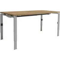Schaffenburg Linesto N4 bureau, hoogte instelbaar (65-85cm) met 180x80cm Honey Castello zwevend 25mm blad en wit (RAL9010) vierpoot N-frame (poot rechthoekig 66 x 26 mm.), (met geïntegreerde kabelgoot)