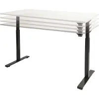 Schaffenburg Dextro basic zit/sta 180x90cm, electrisch hoogte verstelbare werkplek, T-poot frame. Frame kleur aluminium (RAL9006) en blad Honey Castello