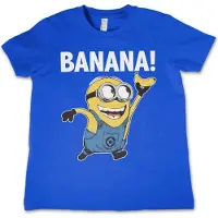 Hybris Minions Kinder Tshirt -Kids tm 8 jaar- Banana! Blauw