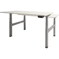 Schaffenburg Dextro plus duo zit/sta 120x80cm, electrisch hoogte verstelbare werkplek, H-poot frame. Frame kleur aluminium (RAL9006) en blad Schaduwzwart