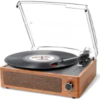 Dd Platenspeler met Speakers - Ingebouwde Speakers - Retro - 37x34x16cm - Retro Geel