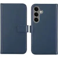 Selencia Echt Leren Bookcase voor de Samsung Galaxy S25 - Blauw