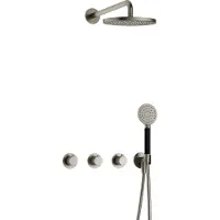 Hotbath Cobber X IBSX70 Inbouw Doucheset - Ronde Handdouche - 25cm Hoofddouche - Wandarm - Wandhouder - Geborsteld Nikkel - Messing - Kranen, - Kranen, Douchekranen, Douchesets, Inbouw douchesets