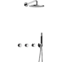 Hotbath Cobber X IBSX70 Inbouw Doucheset - Staafhanddouche - 20cm Hoofddouche - 15cm Plafondbuis - Glijstang - Verouderd Messing - Messing - Kranen, - Kranen, Douchekranen, Douchesets, Inbouw