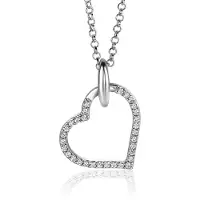 Zinzi 25mm zilveren hanger met luxe hart, bezet met witte zirconia's ZIH2447 (zonder collier)