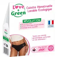 Love & Green Wasbaar Menstruatieslipje Zwart Normale Doorstroming (Maat : XXS)