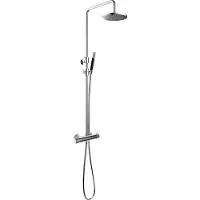 Hotbath Cobber X SDSX9 opbouw regendoucheset met ronde handdouche en 30cm ronde hoofddouche aan glijstang geborsteld koper PVD