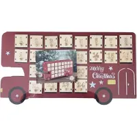 Flexible Adventskalender - Bus met genummerde vakjes - 41,5 x 8 x 22,5 cm - Rood