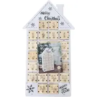 Flexible Adventskalender - Huis met genummerde vakjes - 22,5 x 8 x41,5 cm - Wit