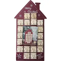 Flexible Adventskalender - Huis met genummerde vakjes - 22,5 x 8 x41,5 cm - Rood