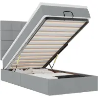vidaXL Bed met matras 90x200 cm stof lichtgrijs