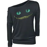 Alice im Wunderland - Disney Shirt met lange mouwen - Cheshire Cat - Smile - S tot 5XL - voor Vrouwen - zwart - Maat 3XL