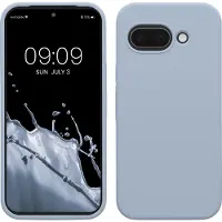 Kwmobile telefoonhoesje geschikt voor Google Pixel 9a - Hoesje met siliconen coating - Smartphone case in mat lichtblauw