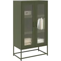 vidaXL Hoge kast 68x39x123 cm staal olijfgroen