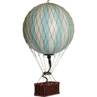 Authentic Models - Luchtballon Travels Light - Luchtballon decoratie - Kinderkamer decoratie - Licht Blauw LED - Ø 18cm
