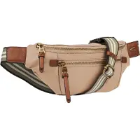 Camel active Buiktasje Bari van hoogwaardig mat nylon met gestreept geweven band