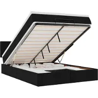 vidaXL Bed poef met matras en LED's stof 140x190 cm zwart