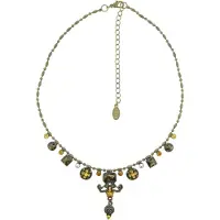 Behave Ketting vintage design met hangertjes en bruine steentjes